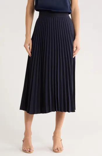 Nordstrom Pleated Midi Skirt in Navy Night at Nordstrom Rack, Size Medium | Nordstrom Rack