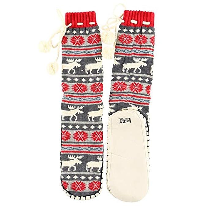 Womens Mukluk Warm Winter Bootie Sock by LazyOne | Cabin Moccasin Socks for Ladies | Amazon (US)