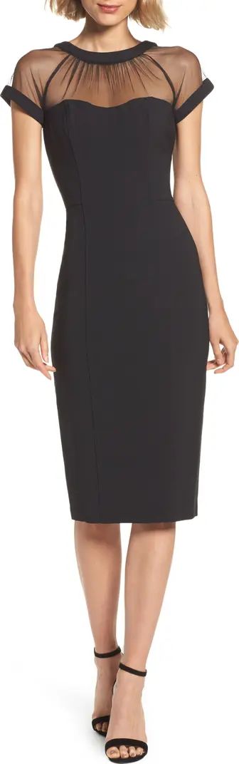 Illusion Yoke Crepe Cocktail Dress | Nordstrom