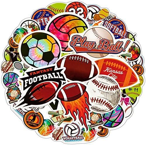 100PCS Volleyball Sports Stickers, Softball Basketball Soccer Mixed Stickers, Waterproof Vinyl Stick | Amazon (US)
