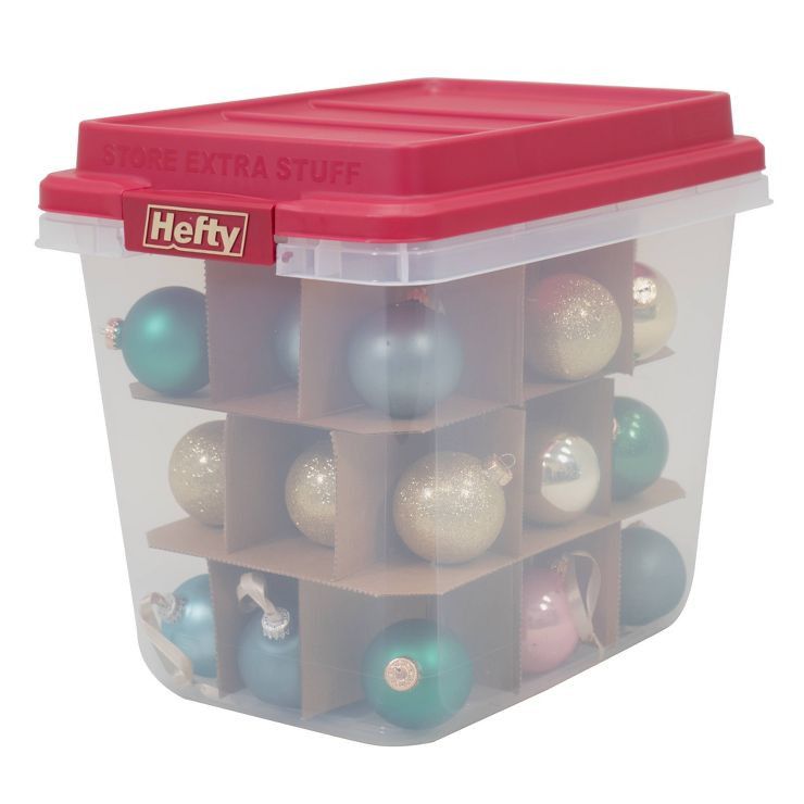 Hefty 32qt Holiday Hi-Rise Clear Ornament Storage Box | Target