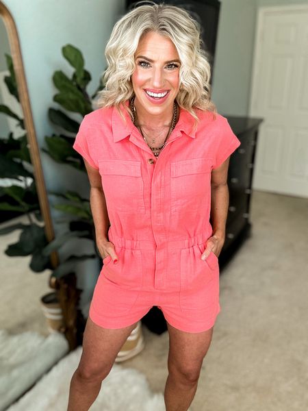 The cutest linen romper at Target! Comes in three colors and fits tts 
I’m wearing the coral in a 4 at 5’7

#LTKstyletip #LTKfindsunder50 #LTKtravel