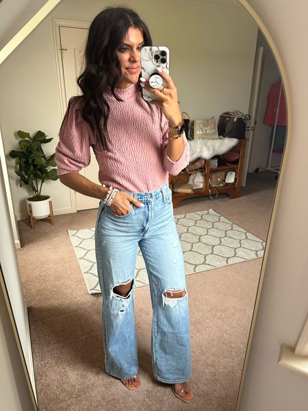 The cutest Amazon textured blouse! I’m in size small. 
Size 27 in jeans 

#LTKfindsunder100 #LTKstyletip #LTKsalealert