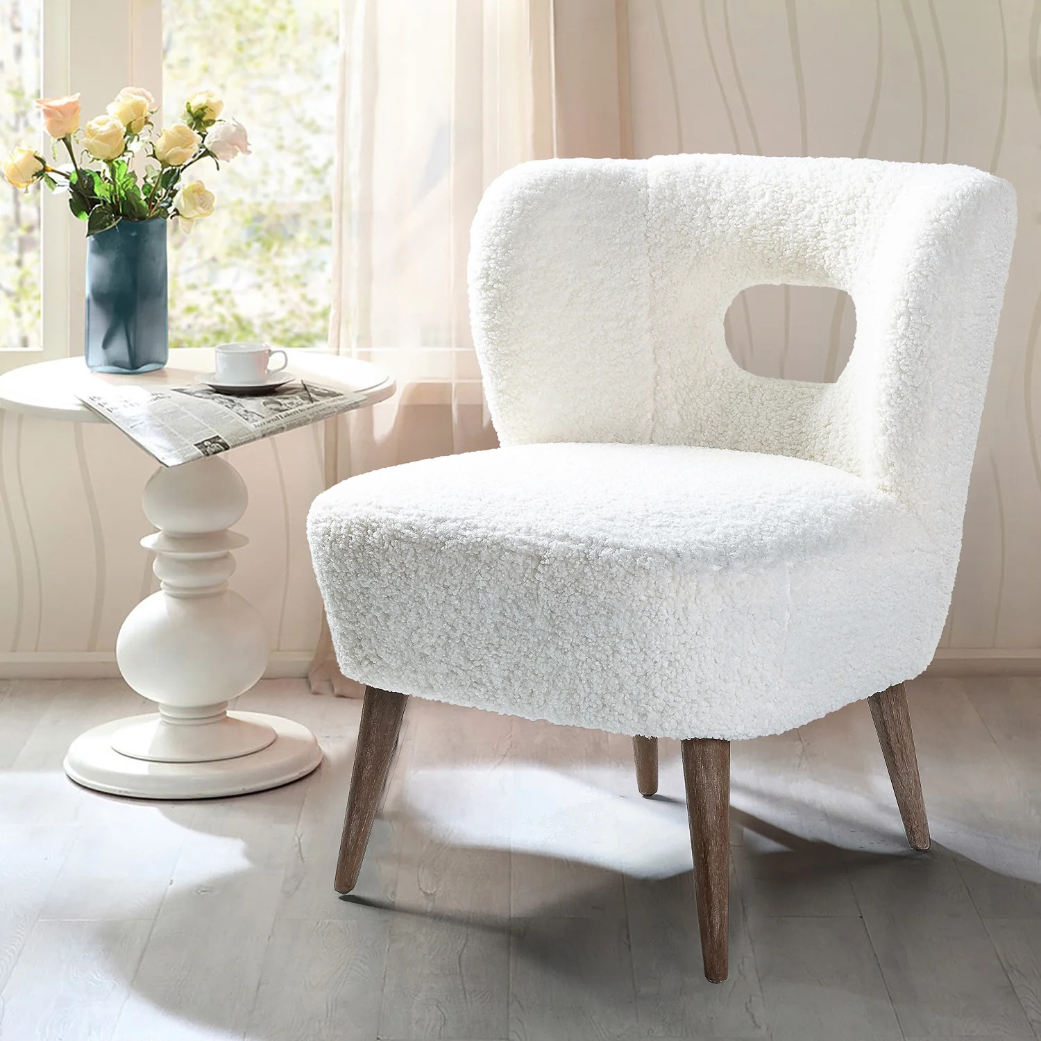 14 Karat Home Mini Wingback Chair, Ivory - Walmart.com | Walmart (US)