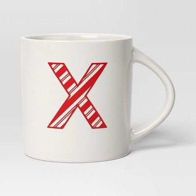 16oz Christmas Stoneware Monogram Mug White - Wondershop™ | Target