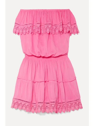 Melissa Odabash - Joy Strapless Crochet-trimmed Voile Mini Dress - Pink | NET-A-PORTER (US)