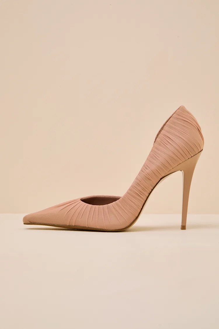 Elegant Mocha Mesh Ruched Pointed-Toe D'Orsay Pumps | Lulus