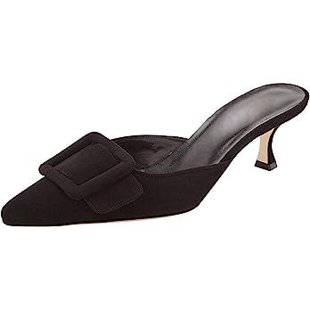 Fericzot Mules for Women,Slingback Buckle Pumps Pointed Toe Slippers Kitten Heels Shoes Slides Ba... | Amazon (US)