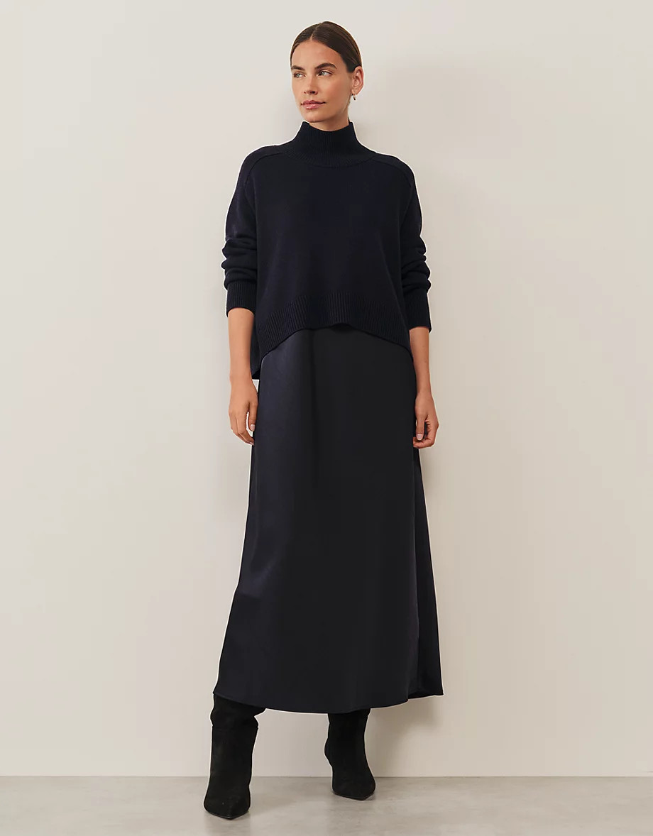 Mixed Media Funnel Neck Dress | The White Company UK & ROW