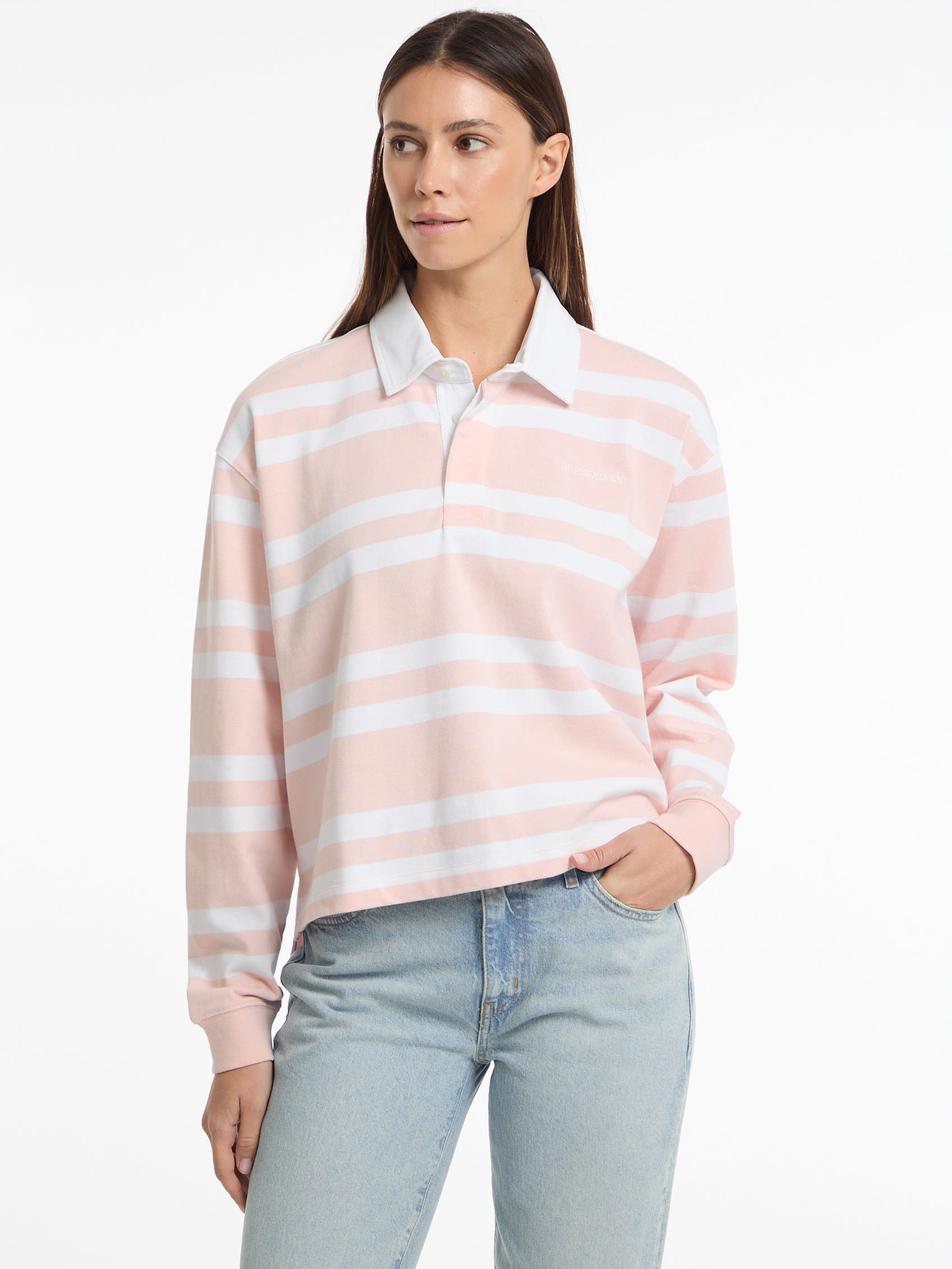 JEANS Striped Rugby Polo Shirt | Guess (US)