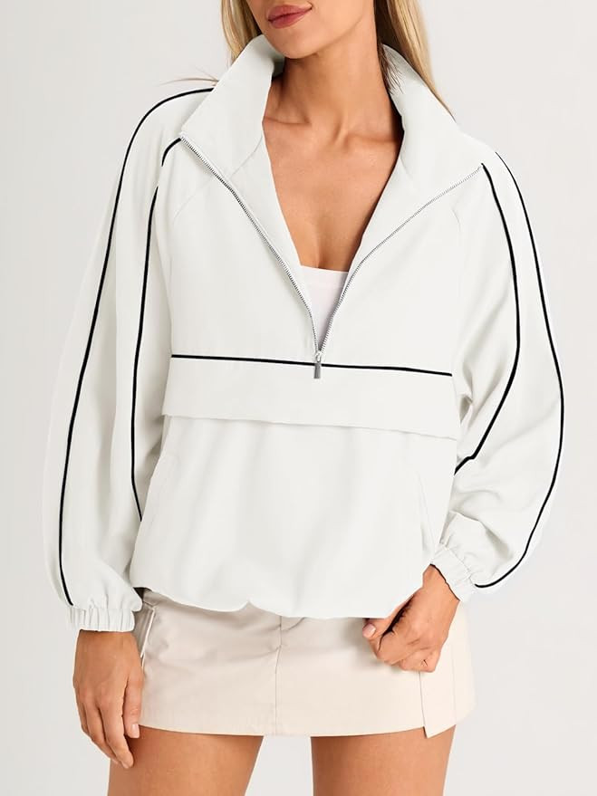 Amazon.com : Fisoew Quarter Zip Pullover Women UPF 50+ Lightweight Windbreaker Jacket Running Hik... | Amazon (US)