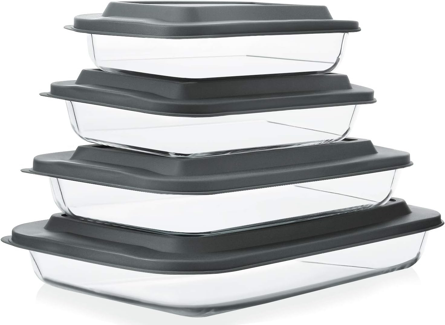 8-Piece Deep Glass Baking Dish Set with Plastic lids,Rectangular Glass Bakeware Set with Lids, Ba... | Amazon (US)