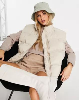 Weekday Layer recycled padded vest in mole | ASOS | ASOS (Global)