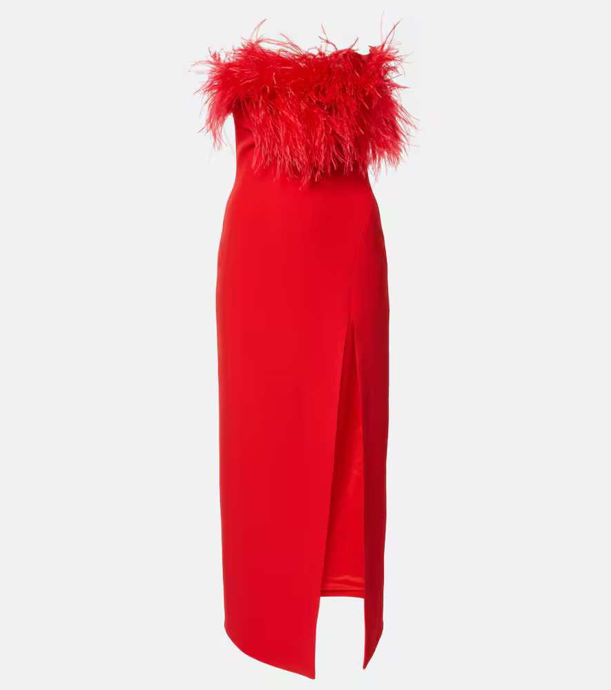 David Koma Feather-trimmed midi dress | Mytheresa (US/CA)