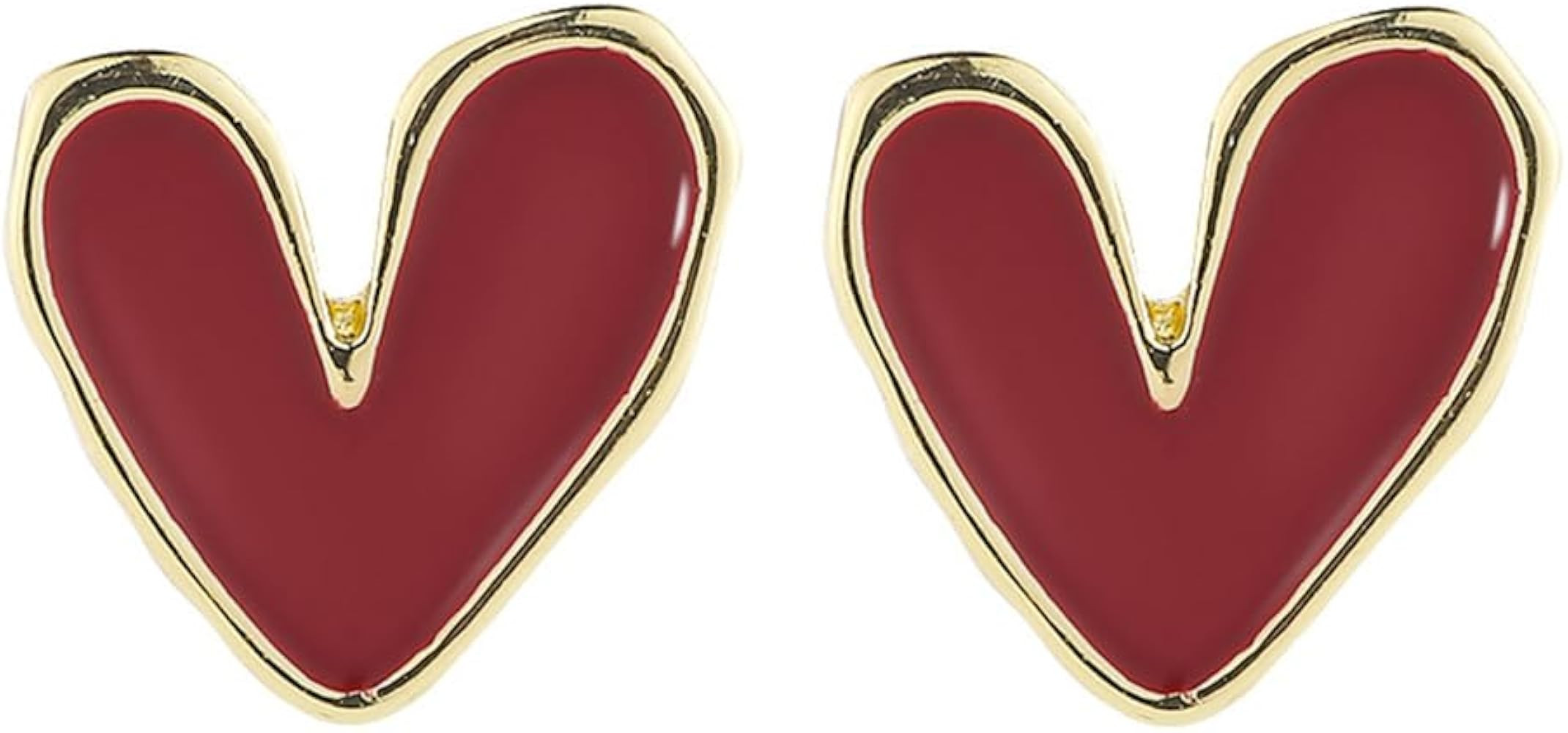 Dainty Red Heart Small Stud Earrings for Women Cute Gold Plated Enamel Hearted Shaped Love Hypoal... | Amazon (US)