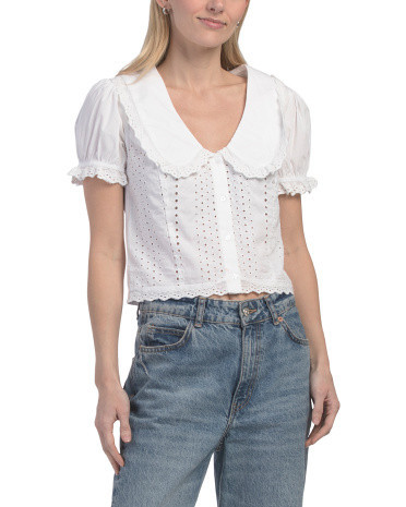 Peter Pan Collar Top For Women, Cotton | TJ Maxx