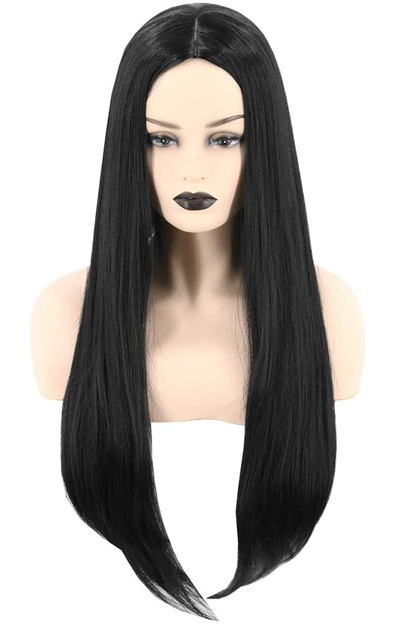 Topcosplay Women Wig Black Long Straight Middle Part Cosplay Halloween Costume Hair Wigs | Amazon (US)