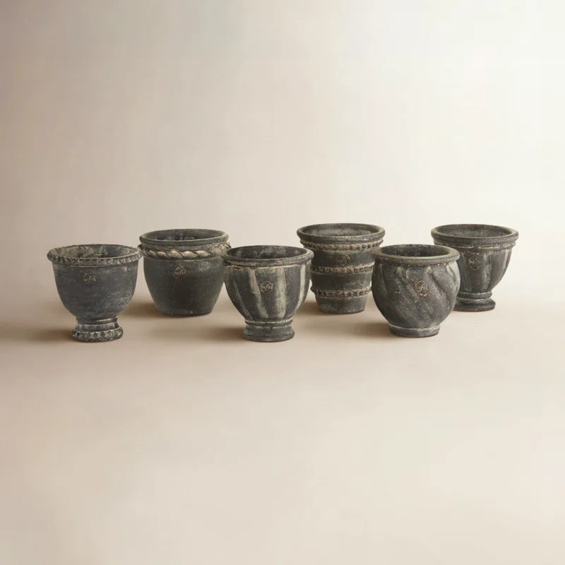 Valley Handmade Clay Mini Pots in Black Earth, Set of 6 | Wayfair North America