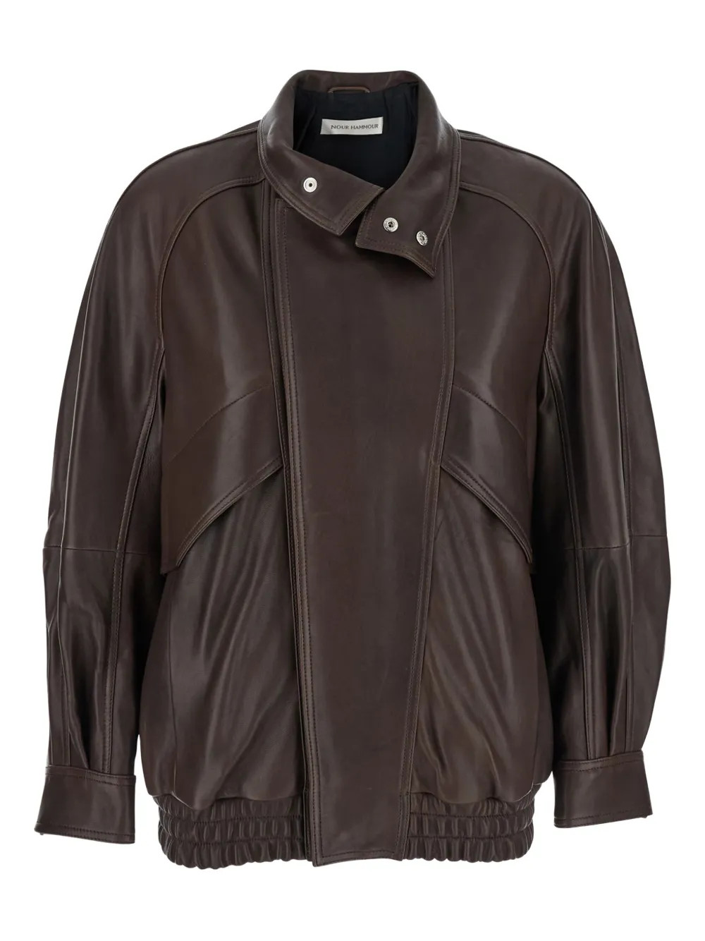Nour Hammour Ariste Leather Jacket | Brown | FARFETCH BR | Farfetch (BR)