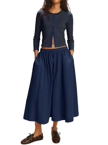 Amazon.com: Tankaneo Womens 2 Piece Skirt Sets 3/4 Sleeve Knit Cardigan Elastic Waist Midi Skirt ... | Amazon (US)