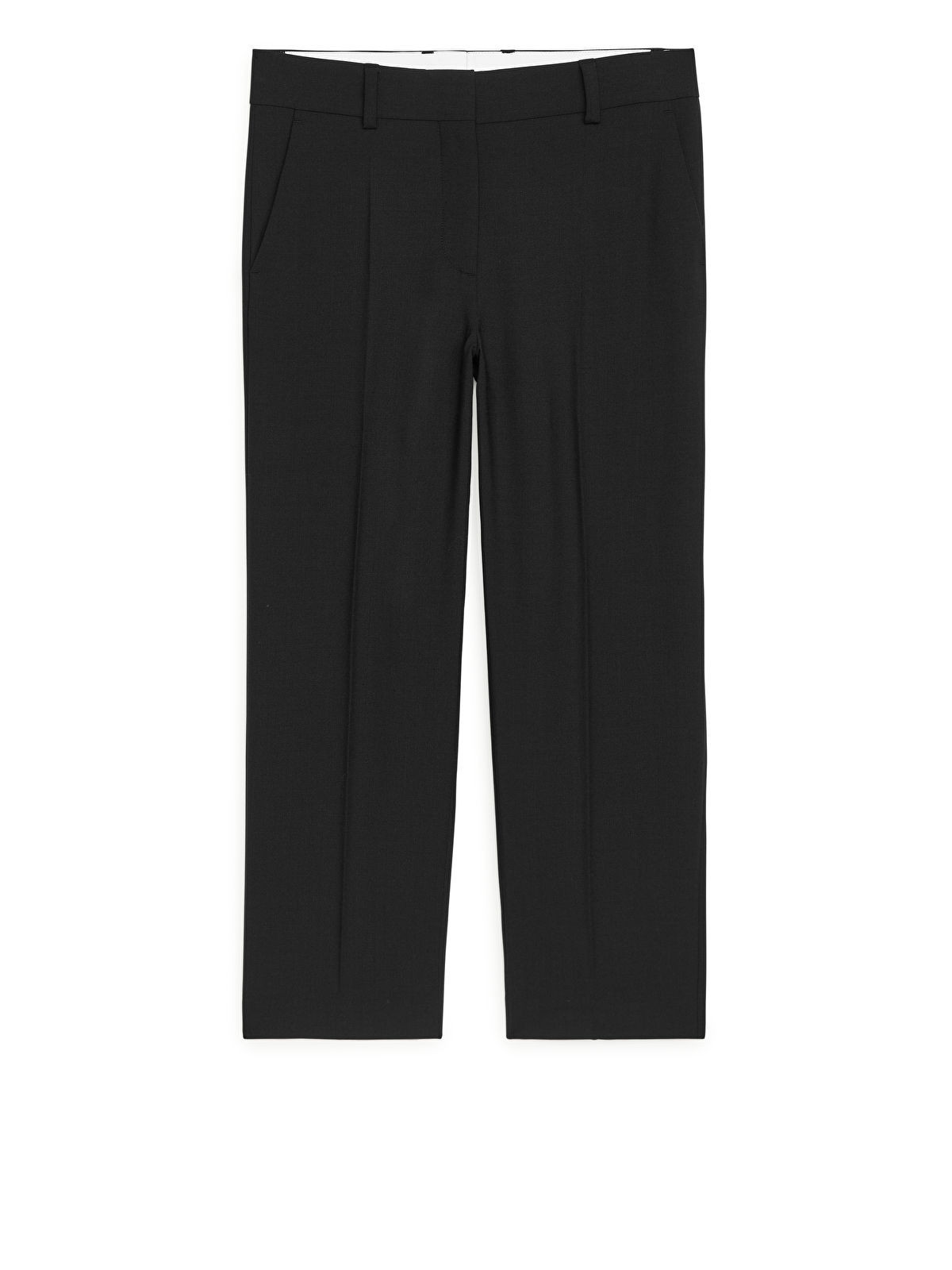 Cropped Wool Blend Twill Trousers | Arket UK