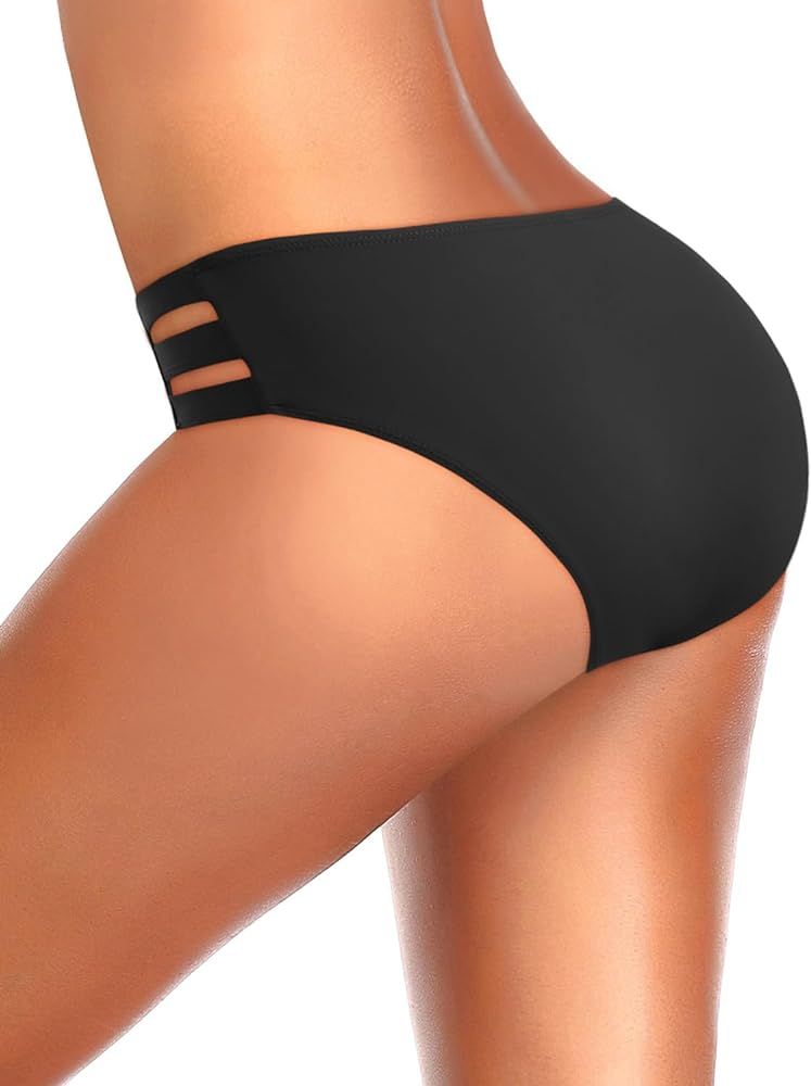 Zmart Women Standard Strappy Bikini Bottoms Full Coverage Bathing Suit Cutout Swim Low Rise Swims... | Amazon (US)