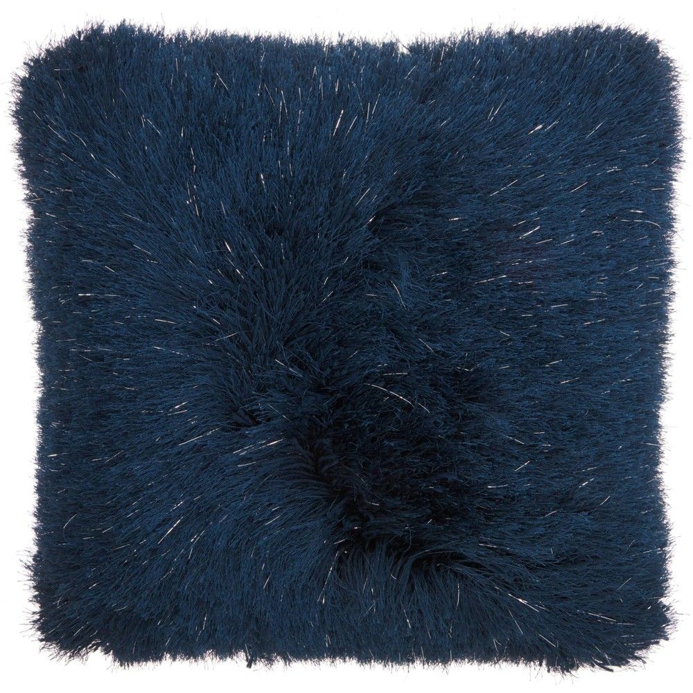 20""x20"" Oversize Yarn Shimmer Shag Square Throw Pillow Navy - Mina Victory | Target