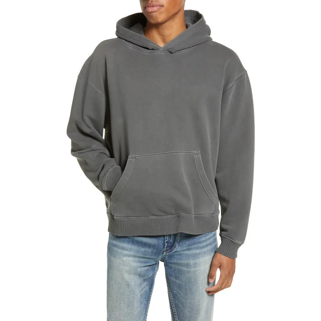 Elwood Core Oversize Organic Cotton Brushed Terry Hoodie in Grey at Nordstrom, Size Large | Nordstrom