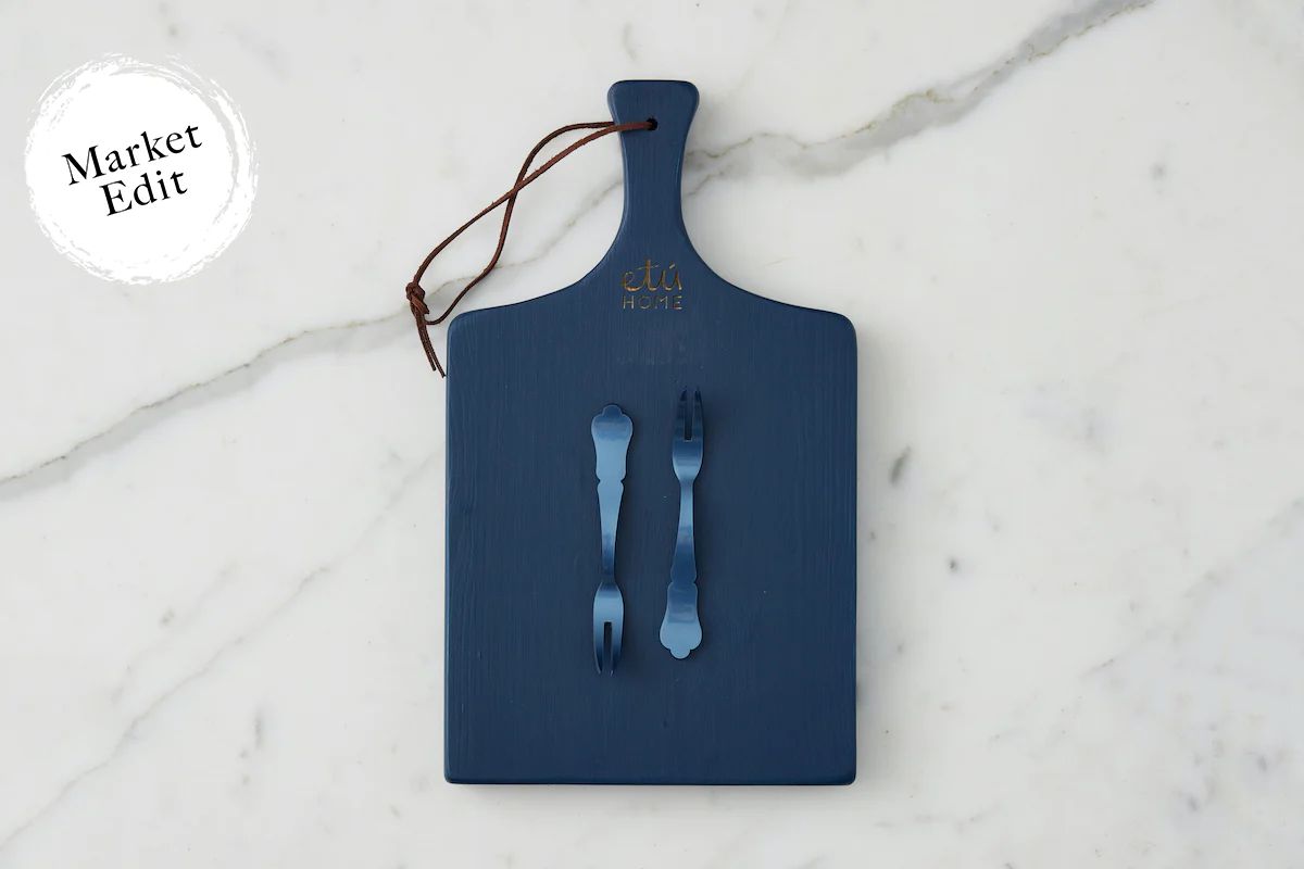 Parisian Acrylic Cocktail Fork, Steel Blue | etúHOME