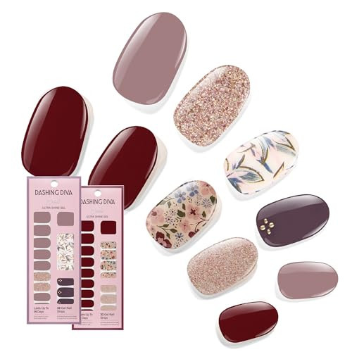 Dashing Diva Gloss Nail Strips Bundle - The Fall Florals Collection - Alpine Retreat & Wildflower - UV Free, Chip Resistant, Long Lasting Gel Stickers - Contains 2 Sets | Amazon (US)