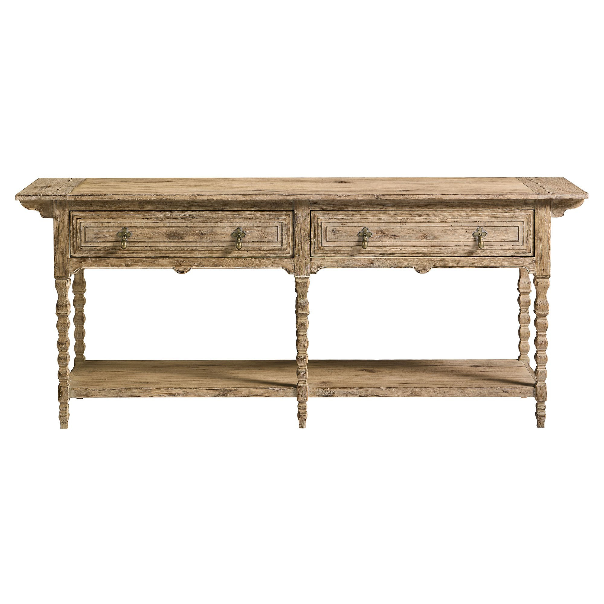 Robert French Country Weathered Grey Oak Console Table | Kathy Kuo Home
