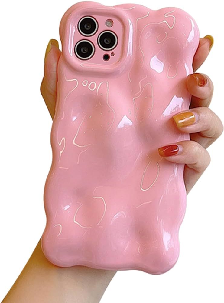 Compatible with iPhone 13 Pro Max Wavy Phone Case, Cute Coquette 3D Wave Bubble Pattern and Styli... | Amazon (US)
