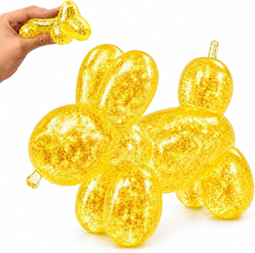 Balloon Dog Squishy Toy, Soft Glitter Animal Squeeze Toy, Cute Sensory Dog Squishys for Desk Trav... | Amazon (US)