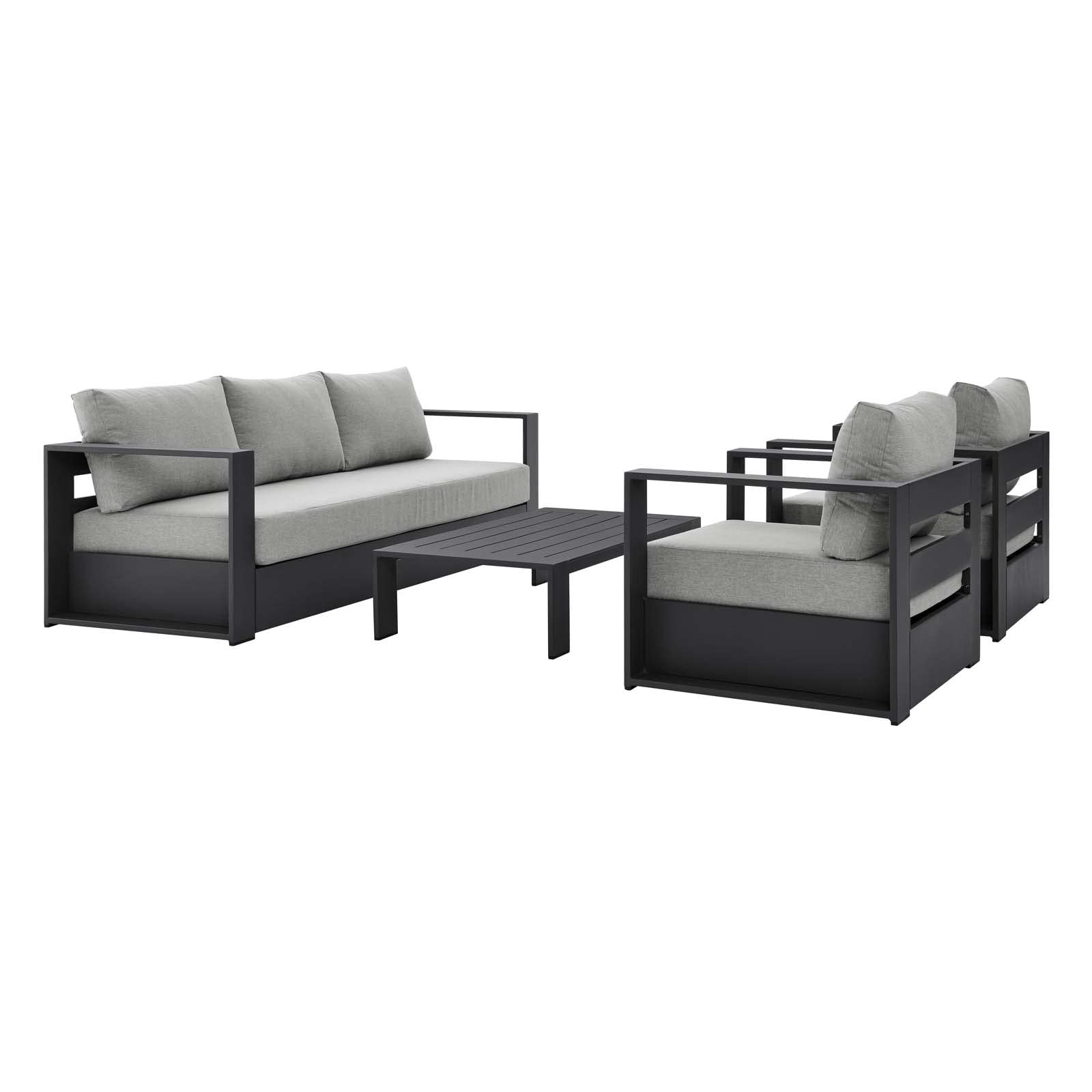 Modway Tahoe Outdoor Patio Powder-Coated Aluminum 4-Piece Set, Gray Gray | Amazon (US)