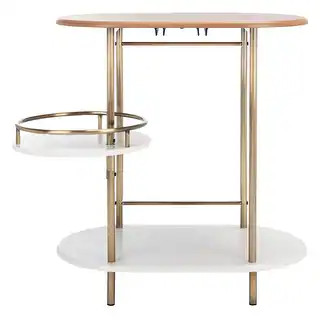 SAFAVIEH Iva 3-Tier Swivel Bar Table - 29.53" W x 17.72" L x 32.76" H - Light Walnut/ Gold | Bed Bath & Beyond