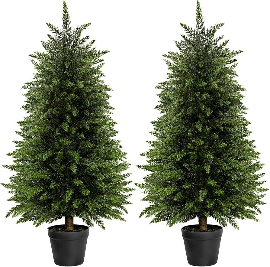 3FT Artificial Cedar Topiary Trees Set of 2 for Outdoor Porch | Amazon (US)