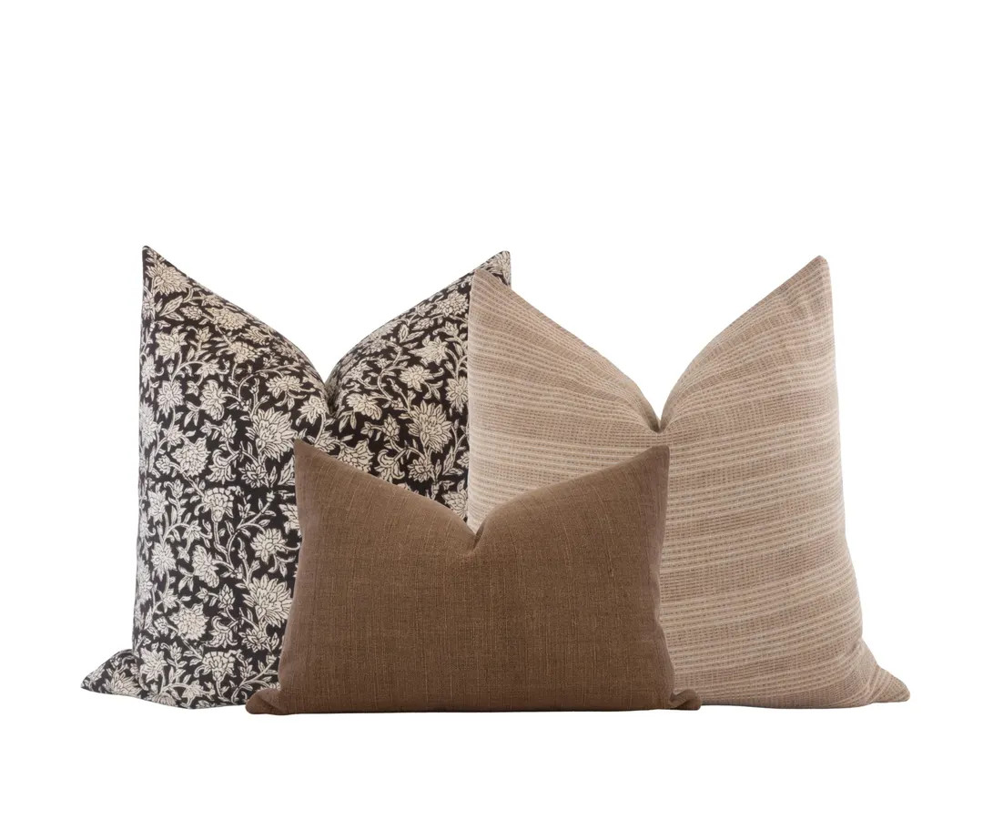 Pillow Cover Combo Warm Neutral Pillow Cover Combo Pillow Set Modern Farmhouse Pillow Cover Sofa ... | Etsy (US)