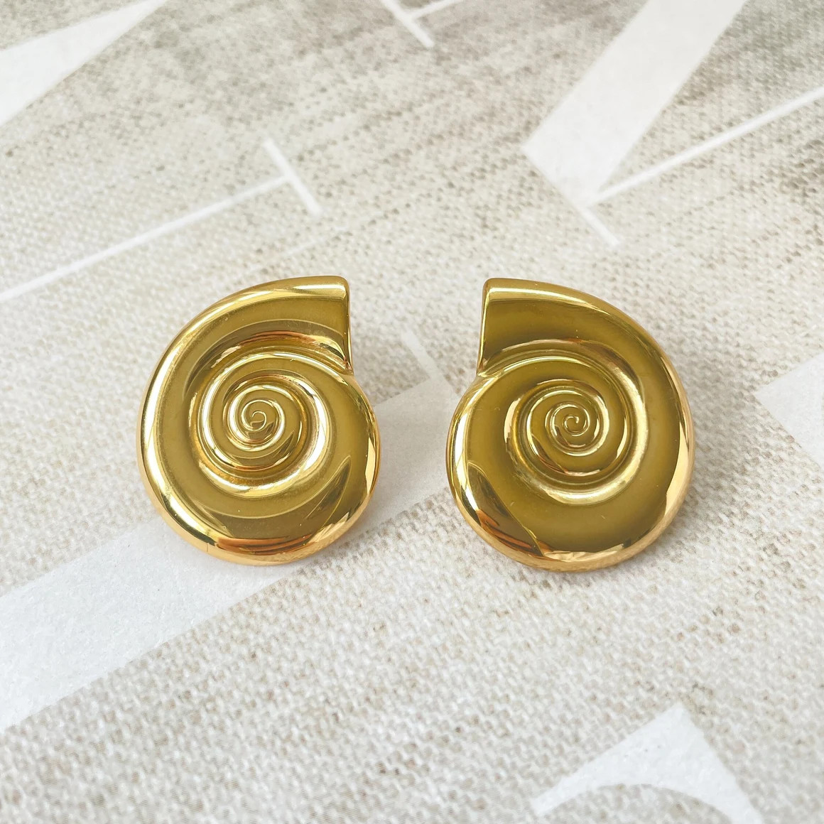 Big Gold Nautilus Studs, Chunky Silver Shell Earrings, Oversized Studs, Statement Seasell Earring... | Etsy (US)