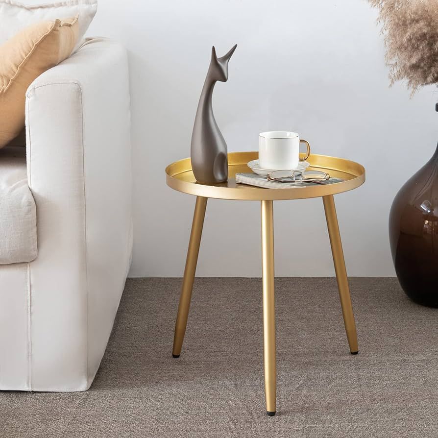AOJEZOR Gold End Table, Ideal for Any Room-Side Tables Living Room,Bedroom, Gold Plant Stand Balc... | Amazon (US)