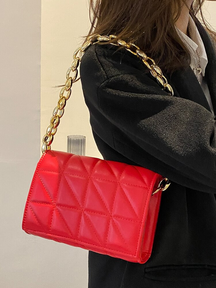 Minimalist Textured Flap Square Bag | SHEIN