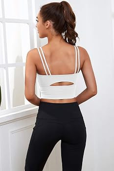 Everrysea Womens Longline Sports Bra Padded Yoga Workout Crop Tank Tops Strappy Camisole Fitness ... | Amazon (US)