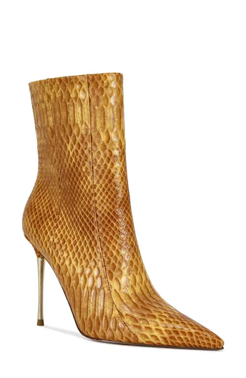 AZALEA WANG Calean Snakeskin Embossed Bootie in Orange at Nordstrom, Size 10 | Nordstrom