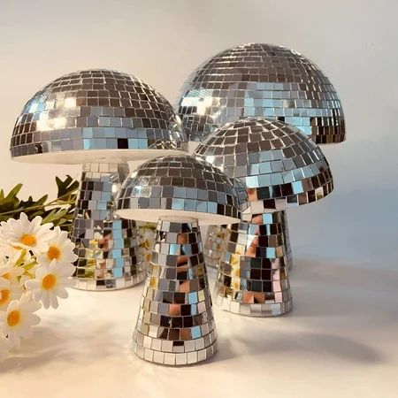 Mushroom Disco Ball Mini Disco Mirror Reflective Ball Lamp For Party Room And Table Decor Silver Mir | Walmart (US)