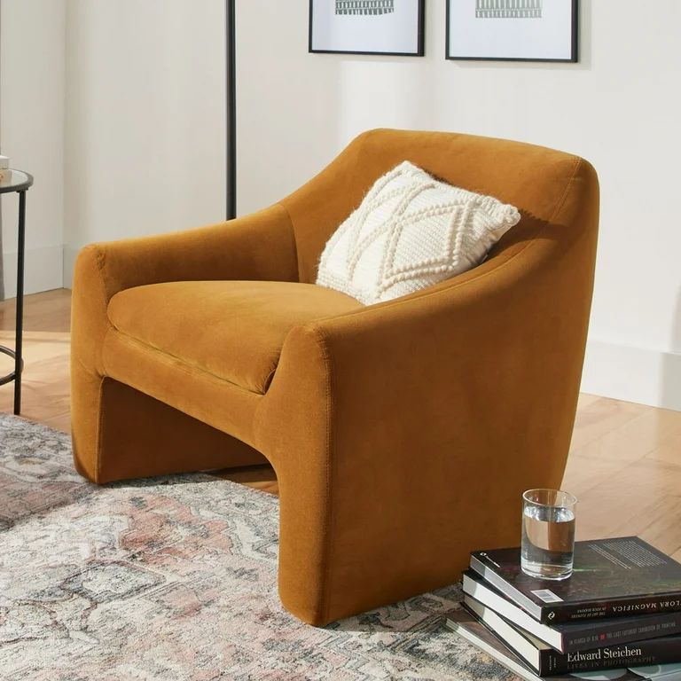 Better Homes & Gardens Emerson Curvy Velvet Accent Chair, Ochre Velvet - Walmart.com | Walmart (US)