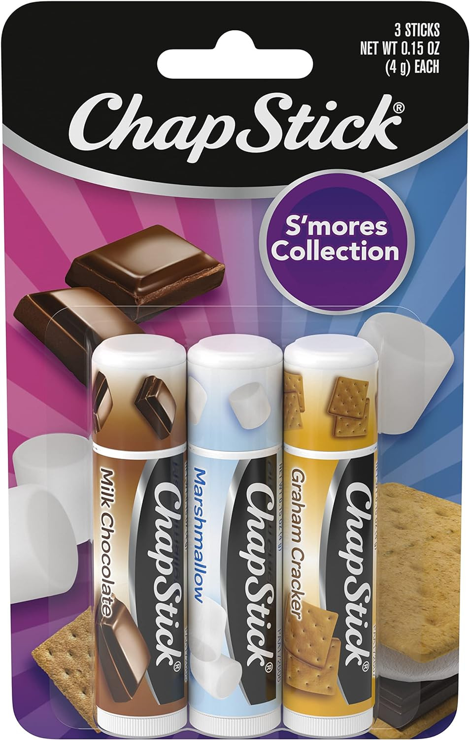 ChapStick S'more Collection Variety Pack Lip Balm Tube, Lip Care, 0.15 Ounce (Pack of 3) | Amazon (US)