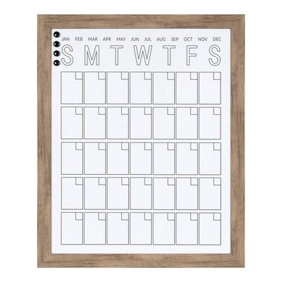 27" x 33" Beatrice Vertical Framed Magnetic Dry Erase Monthly Calendar Brown - DesignOvation | Target