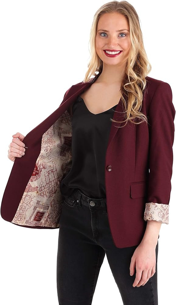 Harry Potter Marauder's Map Blazer for Women, Official Marauder's Map Burgundy Suit Jacket for Ad... | Amazon (US)