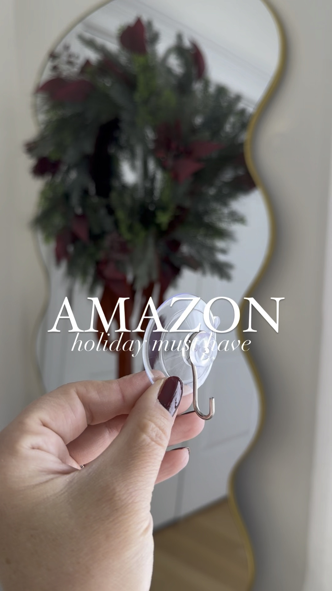 I found the best way to hang wreaths on mirrors and windows! These suction hooks are amazing and they hold strongly, without any damage. I used them for my holiday swag too and love how seamless they are. They come in various sizes too! @amazon #amazonfind #amazonhome #amazonfinds #christmas #wreath #founditonamazon 

#LTKVideo #LTKHoliday #LTKHome