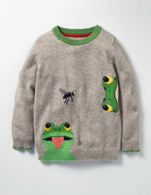 Wild Adventure Crew Sweater Grey Marl Frog Boys Boden | Boden (US)