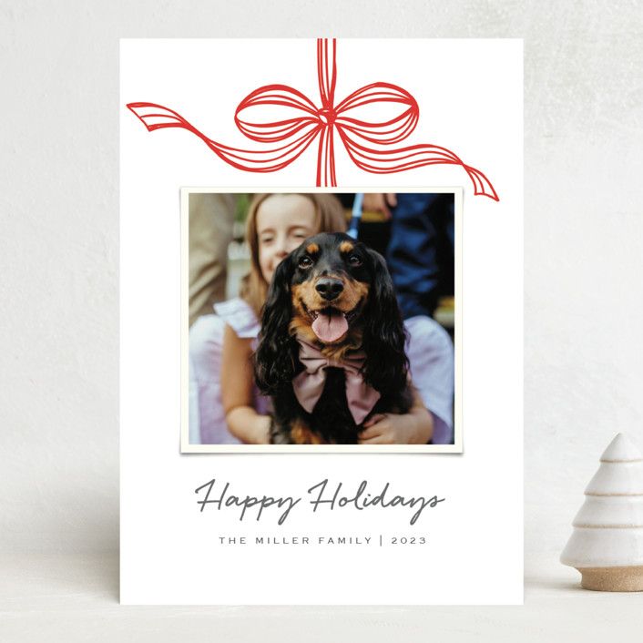 "Tied with a bow" - Customizable Grand Holiday Cards in Red by SimpleTe Design. | Minted